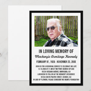 Svart fotominnestjänst eller Funeral Inbjudan