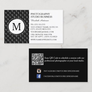 Svart Fotostudio med Monogram Visitkort