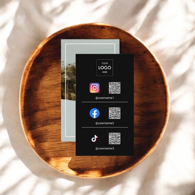 Svart fotot QR-kod för modern Logotyp Visitkort (Skapare uppladdad)