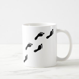 svart fotspår kaffemugg