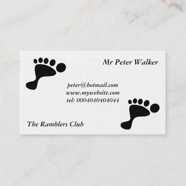 Svart fottryck visitkort (Framsida)