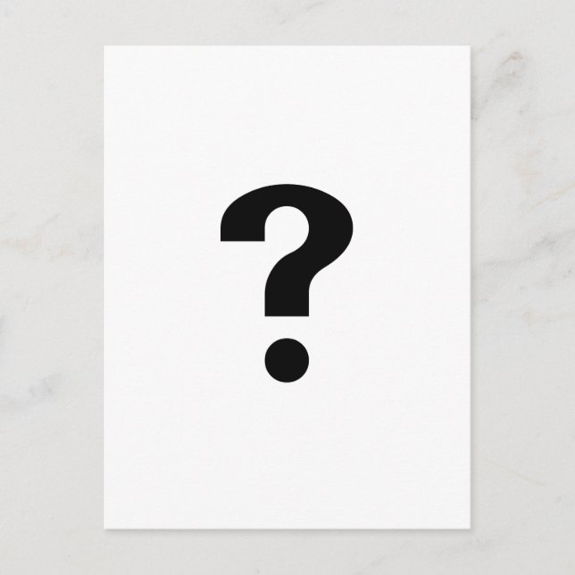 Svart frågetecken vykort (Framsida)