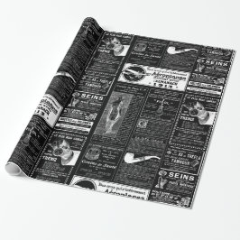 Svart fransk antique tidningseftergift presentpapper