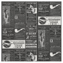 Svart fransk antique tidningseftergift tyg