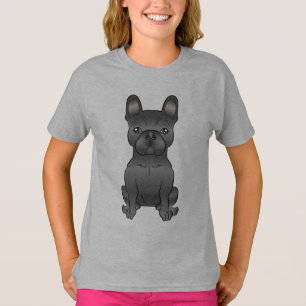 Svart fransk bulldog / fransk tecknad hund t shirt