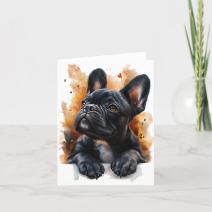 Svart Fransk Bulldog Hälsning Card Tack Kort