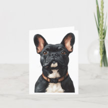 Svart Fransk Bulldog Hälsning Card