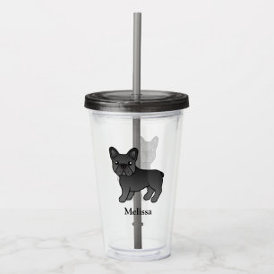 Svart fransk bulldogg söt seriehund & namn take away mugg