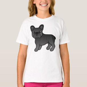 Svart fransk bulldogg söt seriehund t shirt