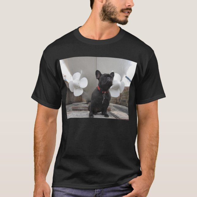 Svart fransk bulldogg t shirt (Framsida)