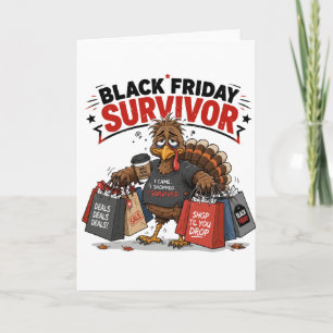 Svart Fredag-överlevande Kalkon Shopping Rolig Hum Kort