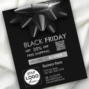 Svart Fredag Sale Grått Bow QR-kodrabatt Flyer