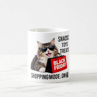 Svart Fredag Shopping Mode På Rolig Katt Kaffemugg