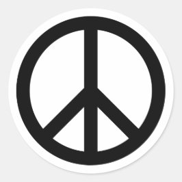 Svart fredssymbol runt klistermärke