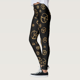 Svart fredsteckendamasker leggings