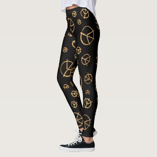 Svart fredsteckendamasker leggings (Vänster)