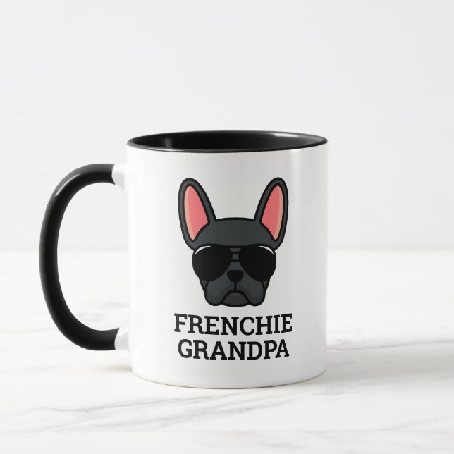 Svart French Bulldog Frenchie Farfar Mugg (Vänster)