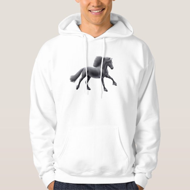 Svart FriesianhingstHoodie Munkjacka (Framsida)