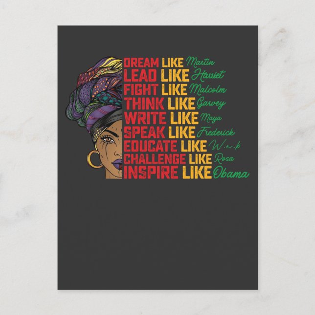 Svart frihet i 19:e drömmarnas ledkamp inbjudan vykort (Framsida)