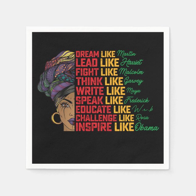 Svart frihet i 19:e drömmarnas ledkamp pappersservett (Framsidan)