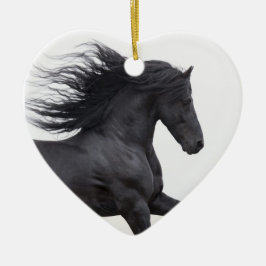 Svart frisiska Springa horse jul Ornament