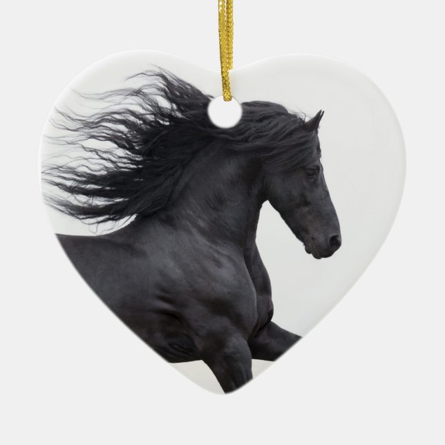 Svart frisiska Springa horse jul Ornament (Framsidan)