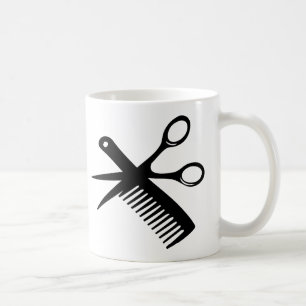 svart frisörhårkamsax kaffemugg