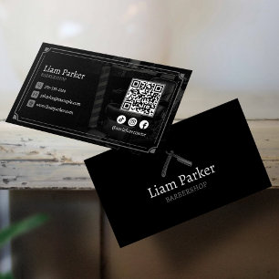 Svart frisörstolssoffa QR-kod för sociala medier Visitkort