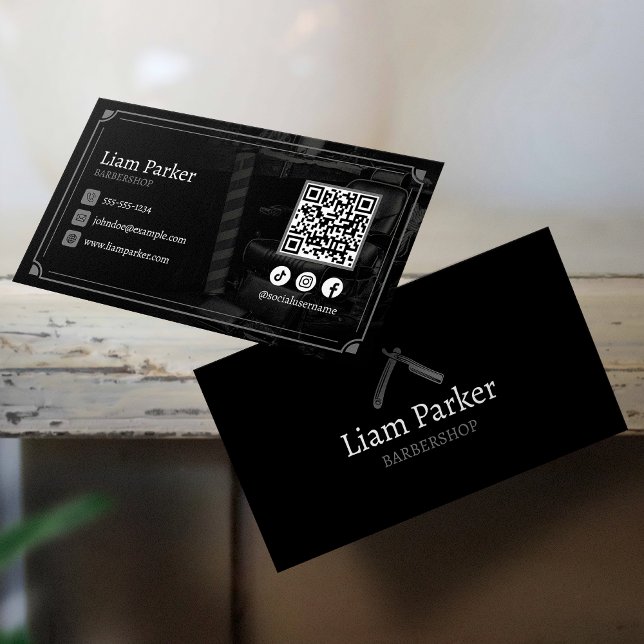 Svart frisörstolssoffa QR-kod för sociala medier Visitkort (Skapare uppladdad)