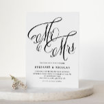 Svart fru och Rustic Script QR Code Bröllop Inbjudningar<br><div class="desc">Anpassadets svartvitt bröllopsinbjudan ger en perfekt blandning av rustik elegans och modern bekvämlighet. "Mr and Mrs" i vacker, rustik kalligrafi. Den medföljande QR-koden gör det enkelt för gästerna att få tillgång till dina bröllop-uppgifter eller OSA digitalt, vilket ger en sömlös upplevelse för alla. Anpassa den här svarta och vita bröllopsinbjudan...</div>