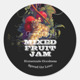 Svart frukt, Sylt, Vintage, etikett, konservering Runt Klistermärke