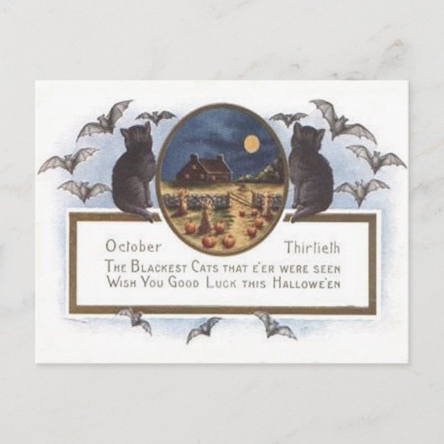 Svart fullmåne för höstack för pumpa för vykort (Framsida)