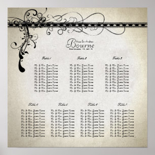 Svart Funky Stone Ljus & Virvlar Sittplatskarta Poster