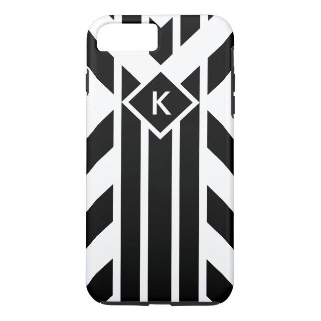 Svart fyrsidiga randar, beställnings- Monogram Case-Mate iPhone Skal (Baksida)