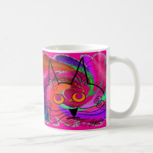 Svart gåvor för kattälskarekonst kaffemugg