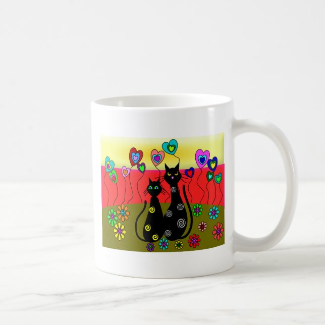 Svart gåvor för kattälskarekonst kaffemugg (Höger)