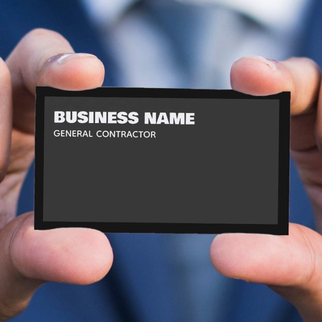 Svart generalentreprenör visitkort (Black General Contractor Business Card)