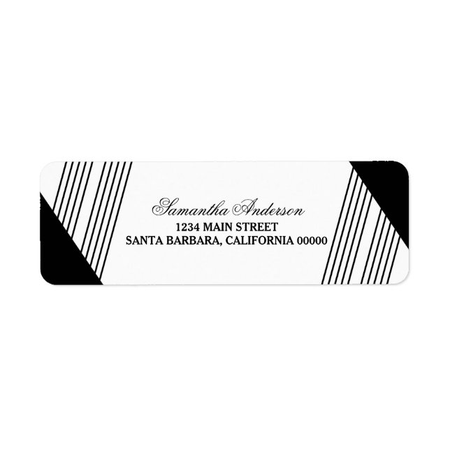Svart Geometric Rand Adressetiketter Returadress Etikett (Framsidan)