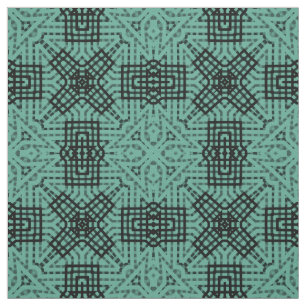 Svart geometric snöre mönster på mörk för turkos tyg
