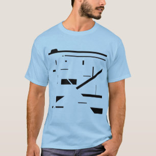 Svart geometrisk Abstrakt Art MCM-inspirerad desig T Shirt