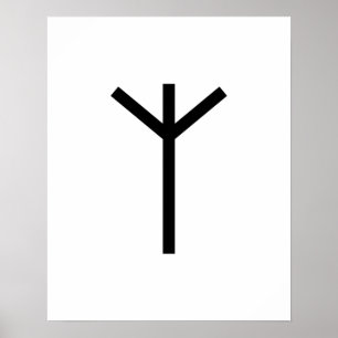 Svart geometrisk Algiz (skydd) Viking Rune Poster