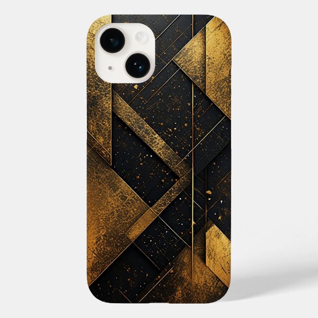 Svart Geometrisk Design Guld (Baksida)