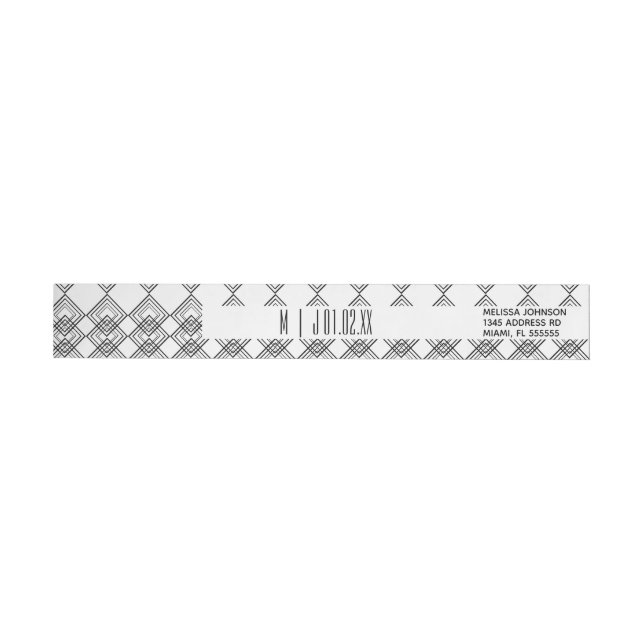 Svart Geometrisk Diamant Modern Bröllopslogotyp Etikettband (Individual)