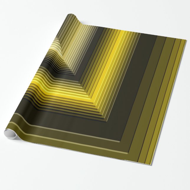 svart geometrisk gult mönster presentpapper (Utrullad)