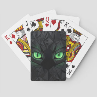 Svart geometrisk katt med smaragdgröna ögon casinokort