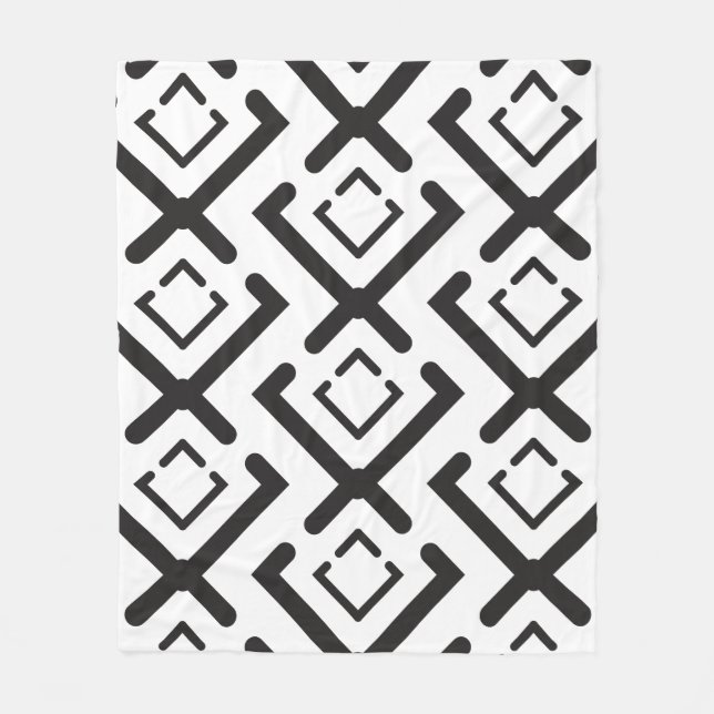 Svart geometrisk koncentrisk rombform mönster fleecefilt (Framsidan)