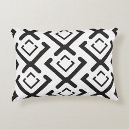 Svart geometrisk koncentrisk rombform mönster prydnadskudde