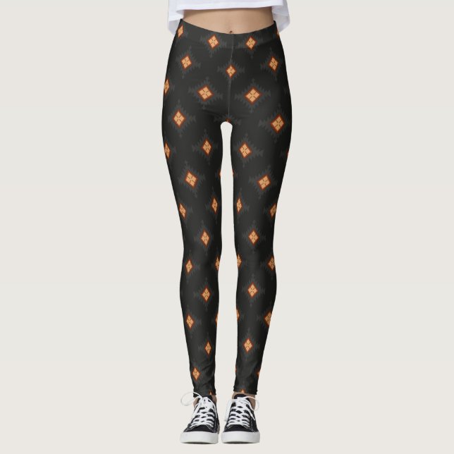 Svart geometrisk legering leggings (Framsida)