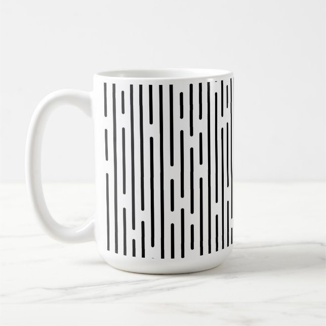 Svart geometrisk linjemönster kaffemugg (Vänster)