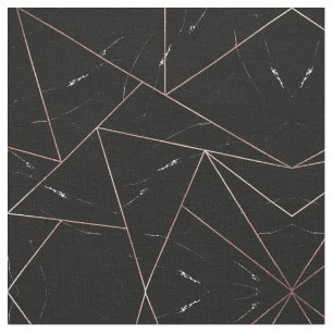 Svart geometrisk marble Triangles Guld-kontur Tyg